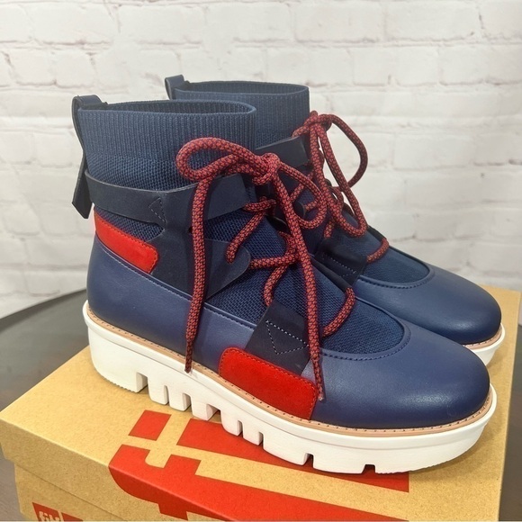 FIT FLOP GLACE KNIT ANKLE BOOTS in midnight blue size 7. - Picture 11 of 15